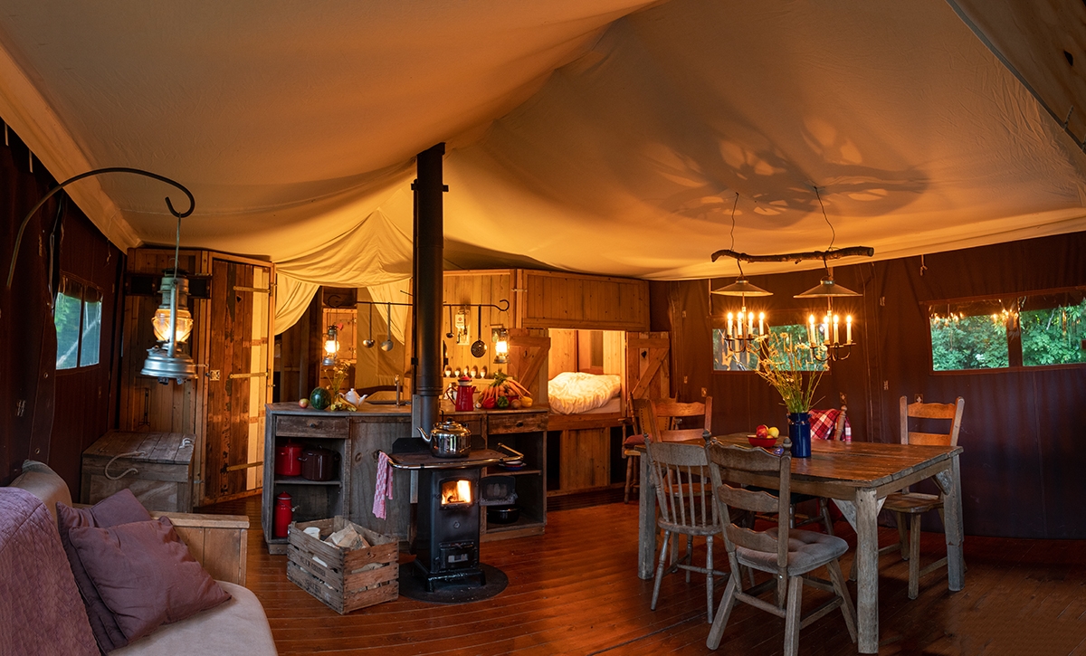 Canvas hideaway glamping accommodation in Cornwall